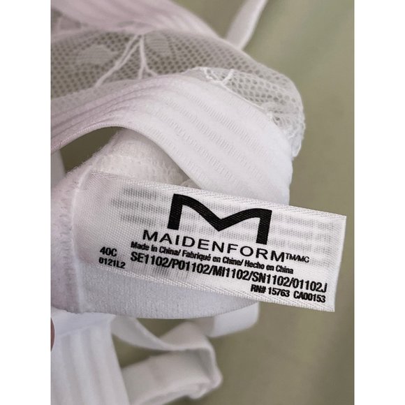 Maidenform White Lace Padded Full Coverage 5-Way Strap Bra - 40C - Picture 12 of 13
